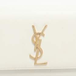 Pre Owned Saint Laurent Cassandre White Leather Clutch