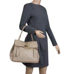 Pre Owned حقيبة سان لوران باريس موس متوسطة جلد نقش تمساح بنية