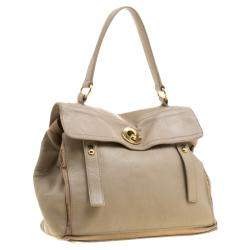 Pre Owned حقيبة سان لوران باريس موس متوسطة جلد نقش تمساح بنية