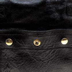 Pre Owned حقيبة يد توتس ايف سان لوران داونتاون متوسطة جلد لامع أسود