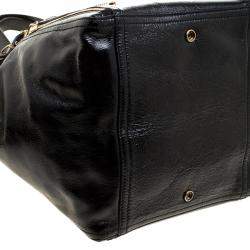 Pre Owned حقيبة يد توتس ايف سان لوران داونتاون متوسطة جلد لامع أسود