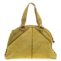 Pre Owned Saint Laurent Yellow Suede Large Muse Bag