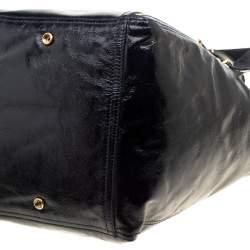 Pre Owned حقيبة يد سان لوران داونتاون كبيرة جلد لامعة سوداء