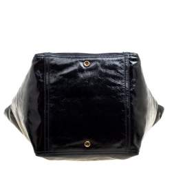 Pre Owned حقيبة يد سان لوران داونتاون كبيرة جلد لامعة سوداء