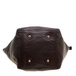 Pre Owned Yves Saint Laurent Brown Leather Small Downtown Tote