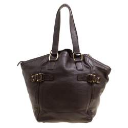 Pre Owned Yves Saint Laurent Brown Leather Small Downtown Tote