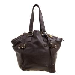 Pre Owned Yves Saint Laurent Brown Leather Small Downtown Tote