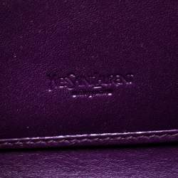 Pre Owned Yves Saint Laurent Purple Patent Leather Belle de Jour Zip Around Wallet