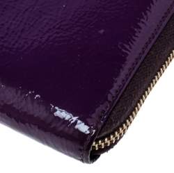 Pre Owned Yves Saint Laurent Purple Patent Leather Belle de Jour Zip Around Wallet