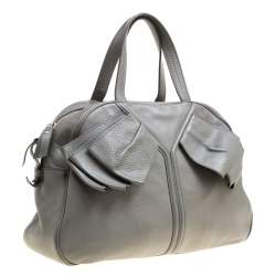 Yves Saint Laurent Grey Leather Large Obi Bowler Bag