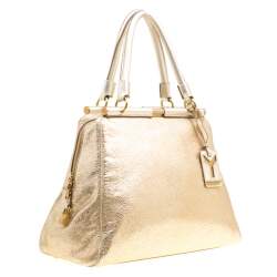 Pre Owned حقيبة سان لوران باريس ماجوريل جلد ذهبي ميتاليك متوسطة