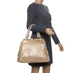 Pre Owned حقيبة سان لوران باريس ماجوريل جلد ذهبي ميتاليك متوسطة