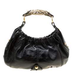 Pre Owned Yves Saint Laurent Black Leather Vincennes Mombasa Hobo
