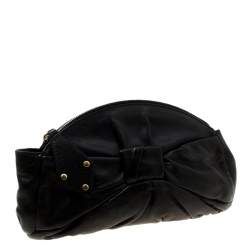 Pre Owned حقيبة كلتش سان لوران جلد سوداء