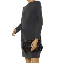 Pre Owned حقيبة كلتش سان لوران جلد سوداء