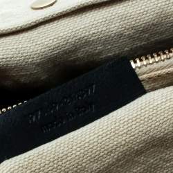 Pre Owned Saint Laurent Tri Color Leather and Canvas Muse Two Satchel