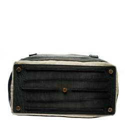 Pre Owned Saint Laurent Tri Color Leather and Canvas Muse Two Satchel