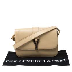 Pre Owned Saint Laurent Beige Textured Leather Large Chyc Shoulder Bag