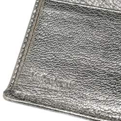 Pre Owned Yves Saint Laurent Grey Metallic Leather Turn Lock Flap Wallet