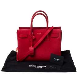 Saint Laurent Red Leather Baby Classic Sac De Jour Tote