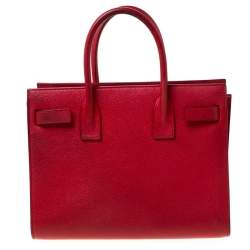 Saint Laurent Red Leather Baby Classic Sac De Jour Tote