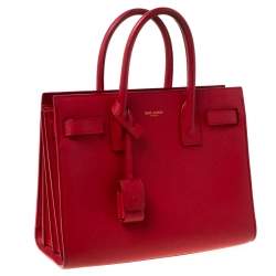 Saint Laurent Red Leather Baby Classic Sac De Jour Tote