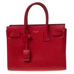 Saint Laurent Red Leather Baby Classic Sac De Jour Tote