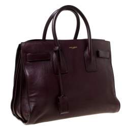 مملوكة مسبقًا حقيبة يد سان لوران باريس ساك دو جور كلاسيك صغيرة جلد عنابية