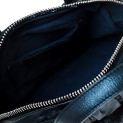 Pre Owned Saint Laurent Paris Dark Navy Blue Pleated Bow Leather Satchel