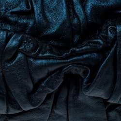 Pre Owned Saint Laurent Paris Dark Navy Blue Pleated Bow Leather Satchel