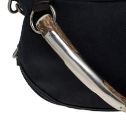 Pre Owned حقيبة كتف سان لوران باريس مامباسا جلد وكانفاس سوداء