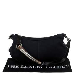 Pre Owned حقيبة كتف سان لوران باريس مامباسا جلد وكانفاس سوداء