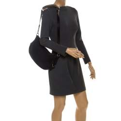 Pre Owned حقيبة كتف سان لوران باريس مامباسا جلد وكانفاس سوداء