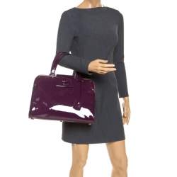 Saint Laurent Paris Purple Patent Leather Large Uptown Satchel