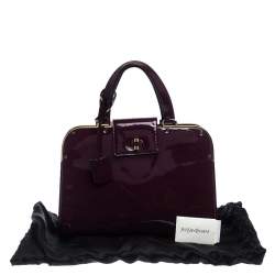 Saint Laurent Paris Purple Patent Leather Large Uptown Satchel