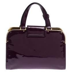Saint Laurent Paris Purple Patent Leather Large Uptown Satchel