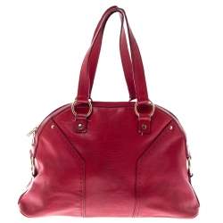 Pre Owned Yves Saint Laurent Red Leather Medium Muse Satchel