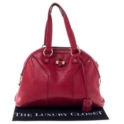 Pre Owned Yves Saint Laurent Red Leather Medium Muse Satchel