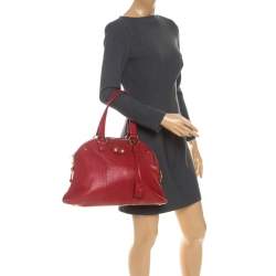 Pre Owned Yves Saint Laurent Red Leather Medium Muse Satchel