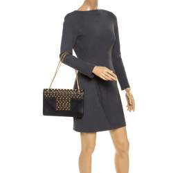 Pre Owned Saint Laurent Paris Black Leather Studded Betty Shoulder Bag