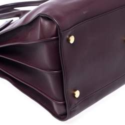 مملوكة مسبقًا حقيبة يد سان لوران ساك دو جور كبيرة جلد عنابية