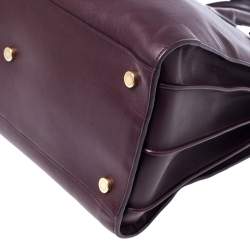 مملوكة مسبقًا حقيبة يد سان لوران ساك دو جور كبيرة جلد عنابية