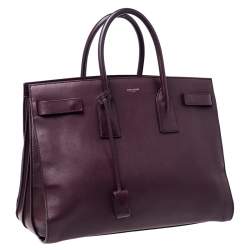 مملوكة مسبقًا حقيبة يد سان لوران ساك دو جور كبيرة جلد عنابية