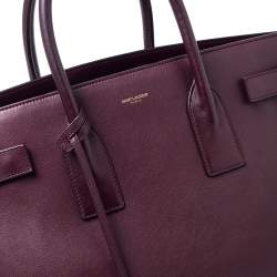 مملوكة مسبقًا حقيبة يد سان لوران ساك دو جور كبيرة جلد عنابية