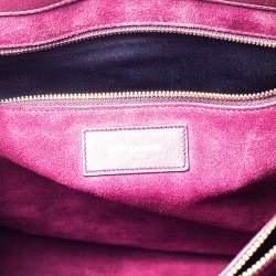 مملوكة مسبقًا حقيبة يد سان لوران ساك دو جور كبيرة جلد عنابية