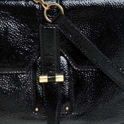 حقيبة كتف سان لوران باريس ايما بسلسلة جلد لامع سوداء
