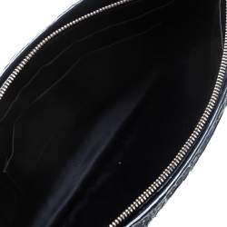 مملوكة مسبقًا حقيبة كلتش سان لوران بسحاب جلد ثعبان زرقاء كحلية