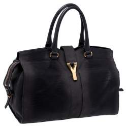 Pre Owned Yves Saint Laurent Dark Grey Leather Medium Cabas Y-Ligne Tote