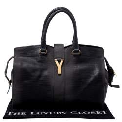 Pre Owned Yves Saint Laurent Dark Grey Leather Medium Cabas Y-Ligne Tote