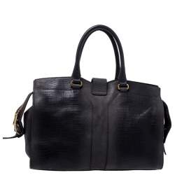 Pre Owned Yves Saint Laurent Dark Grey Leather Medium Cabas Y-Ligne Tote